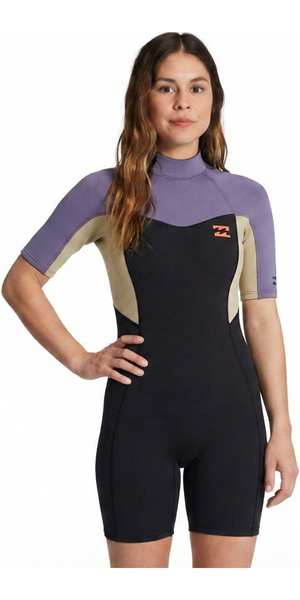 2026 Billabong Mujer Synergy 2mm Back Zip Shorty Neopreno ABJW500116 - Grey Violet